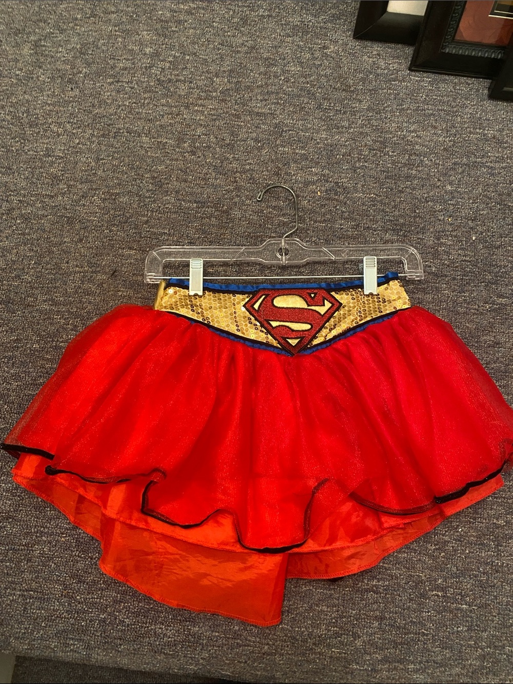 DC Comics Supergirl Red Tulle Skirt with Gold Sequin Waistband